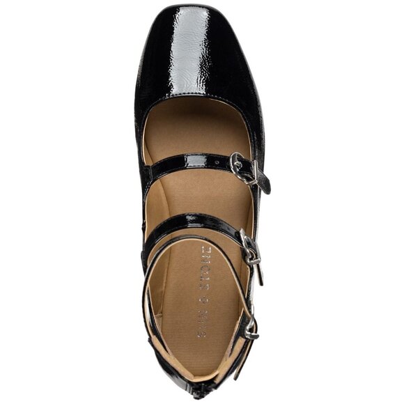 NWT Sun + Stone Womens Cecillee Triple Strap Mary Jane Flats Black Pat 10M - Picture 2 of 11